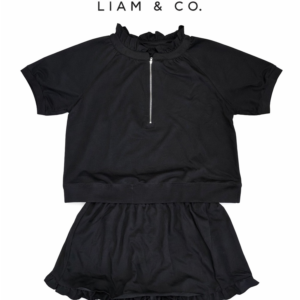 NWT Liam & Co. Black Quarter Zip Ruffle lounge set (2XL): Resportwear Preppy
